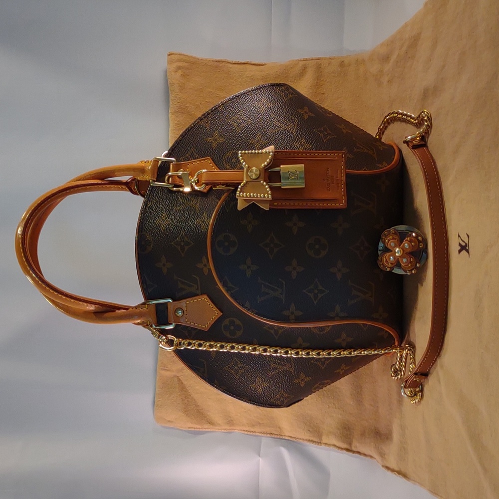 Louis Vuitton Monogram Brown and Tan Satchel with Gold Hardware